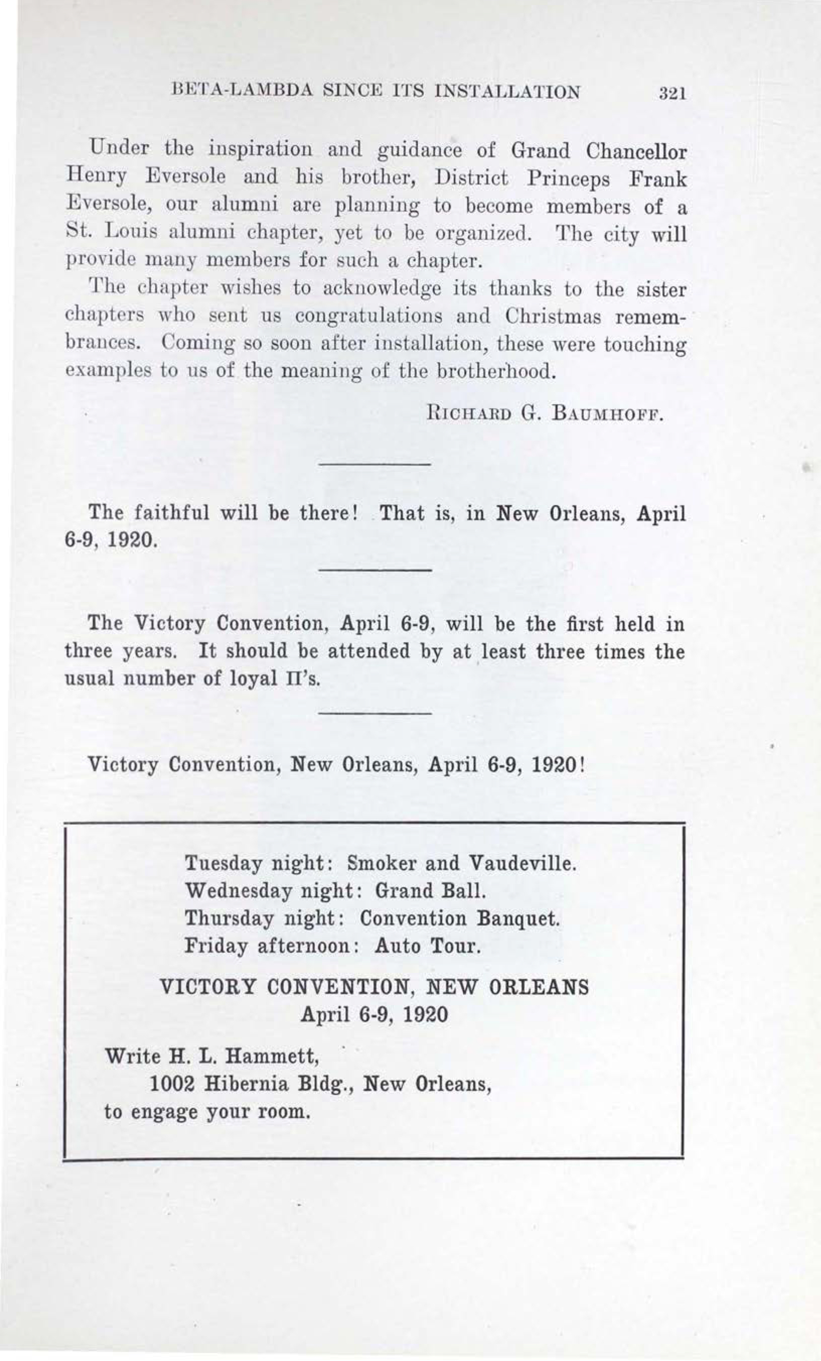 Victory Convention, New Orleans 4, February 1920